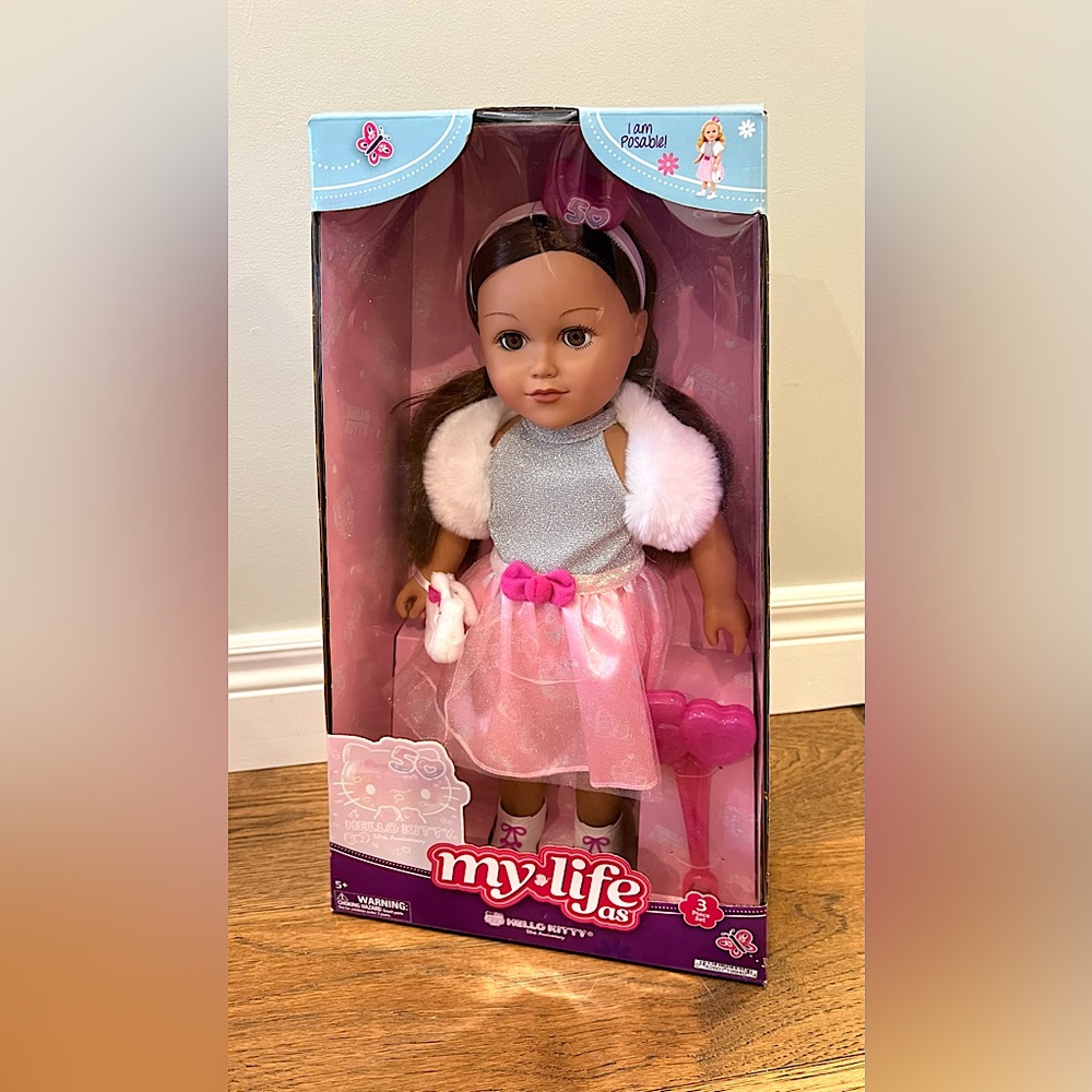 My Life As Poseable Hello Kitty 18" Doll, Brunet Hair, 50th Anniversary